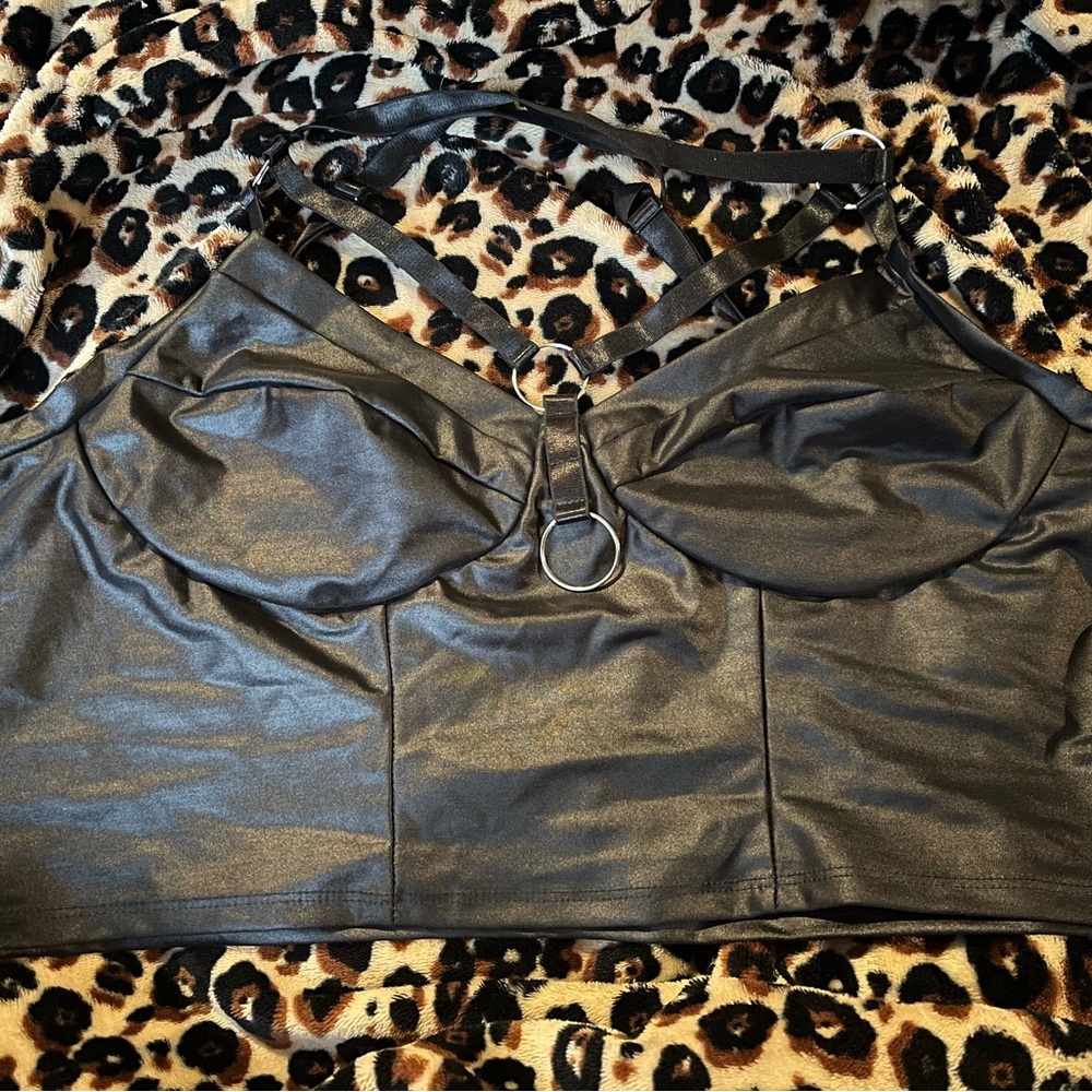 Black Goth Strappy Halter Top Size 3x